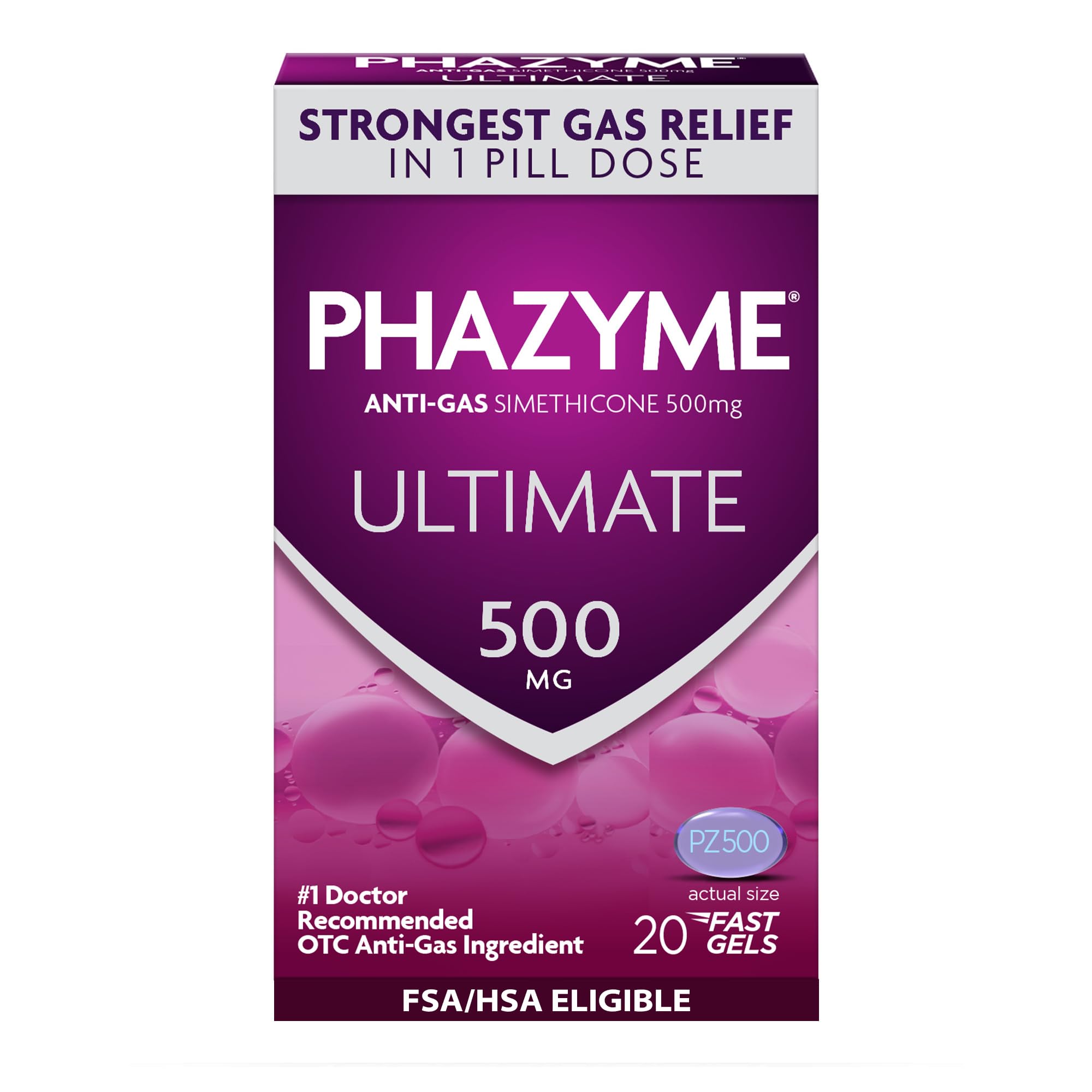 Phazyme Ultimate Strength Anti-Gas 500 mg Simethicone Gas Relief for Adults, Fast Gels Quickly Ease Bloating, Pressure and Discomfort, 20 Count Phazyme buy australia supplements
