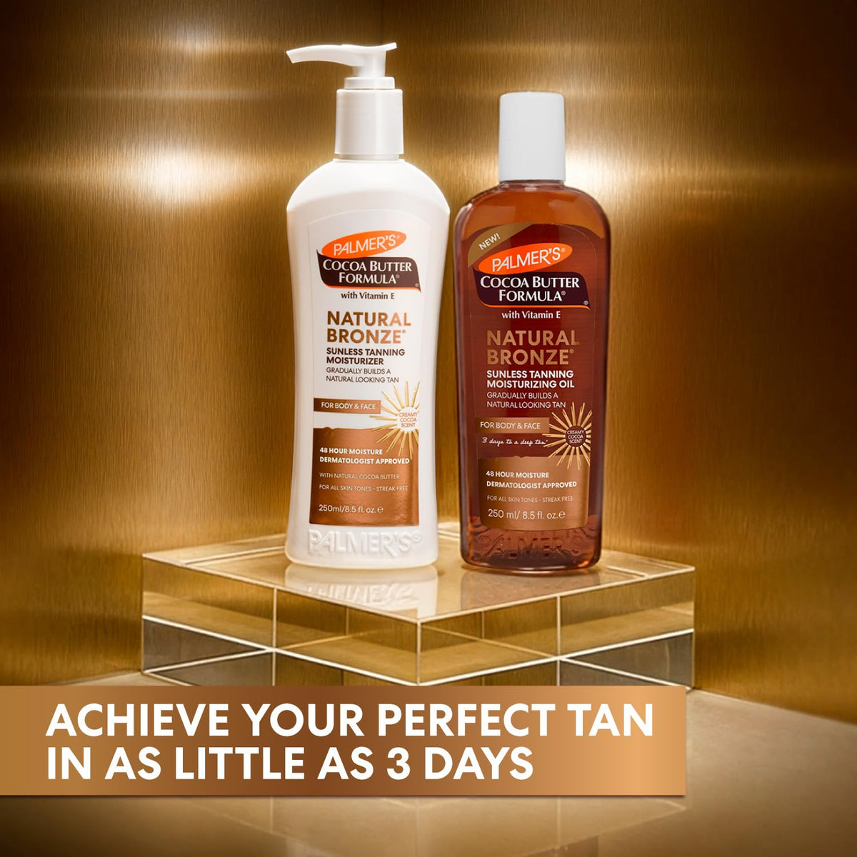 Palmer’s Cocoa Butter Formula, Natural Bronze Sunless Tanning Moisturizing Body Oil (8.5 fl oz), Face & Body Gradual Tanner, Buildable, Natural-Looking Tan in 3 Days, No Streak, 48-Hour Moisture Palmer's
