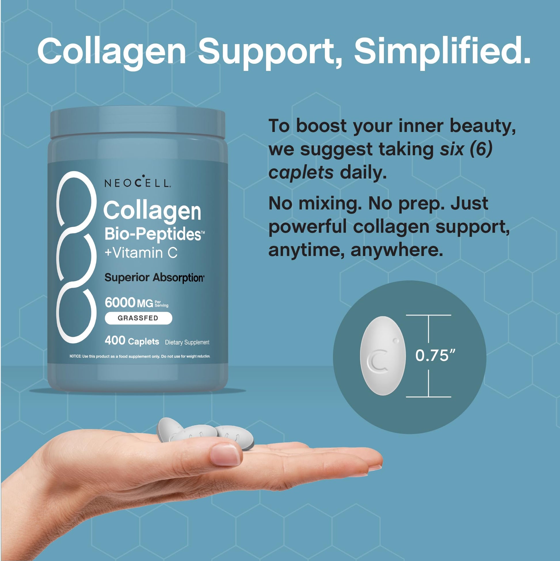 NeoCell Collagen Peptides Pills | 400 Caplets | Grass Fed | with Vitamin C | Superior Absorption Formula | for Women and Men NeoCell buy australia supplements