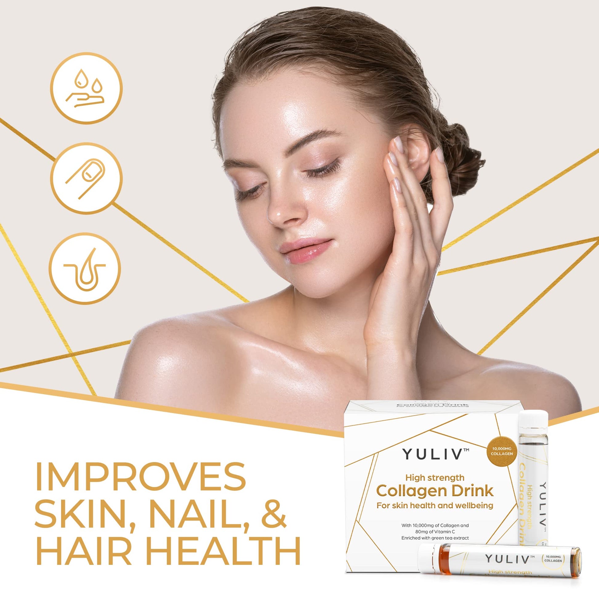Yuliv High-Dosage Hydrolyzed Collagen Drink - Liquid Collagen Peptides (10000 mg) with Vitamin C for Hair, Skin, and Nails Yuliv buy australia supplements