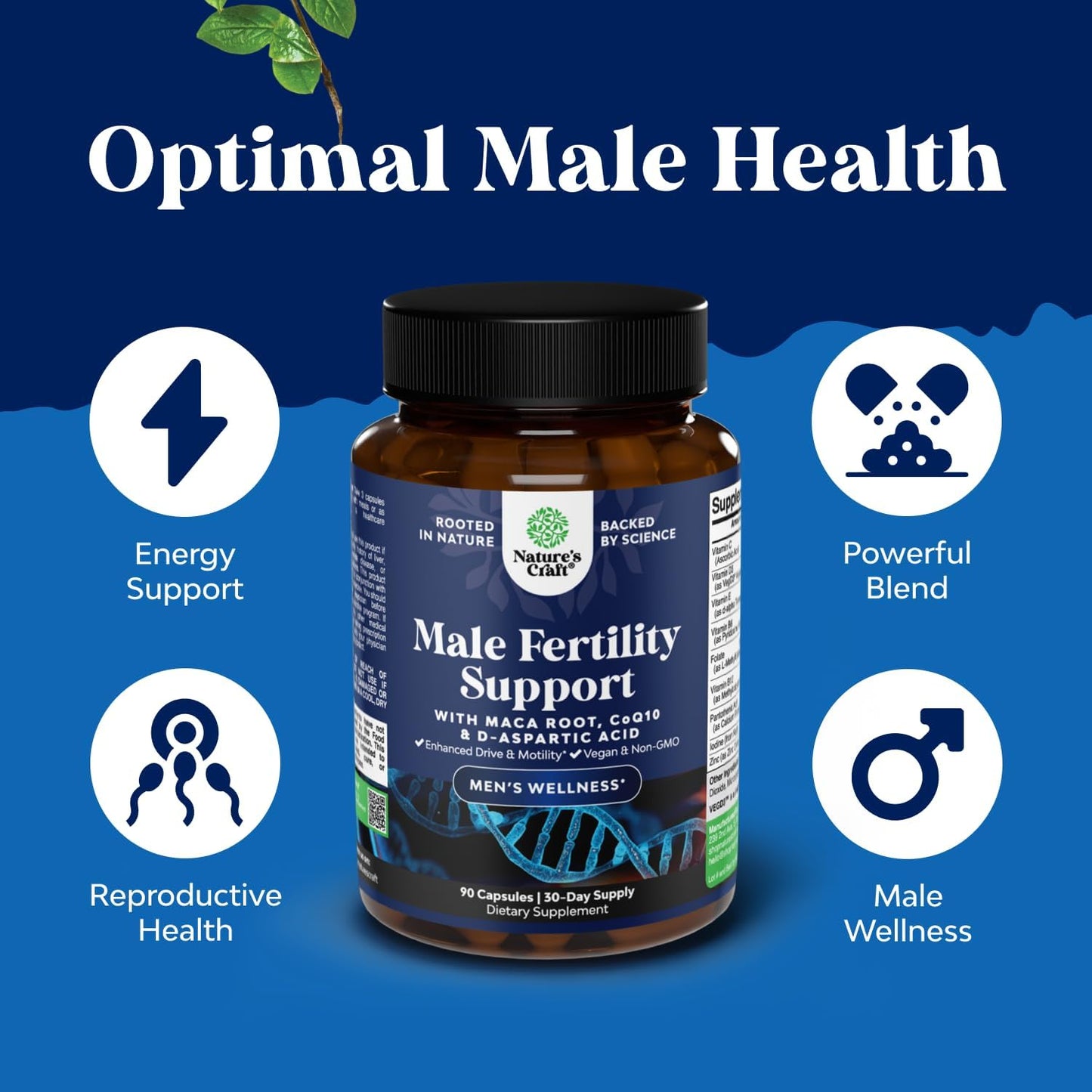 Pre Conception Male Fertility Supplement - Semen Volume Booster with CoQ10, Maca Root, Methyl Folate & D-Aspartic Acid - Mens Fertility Supplement for Sperm Motility - Conception for Him - 90 Count Gsupps Australia