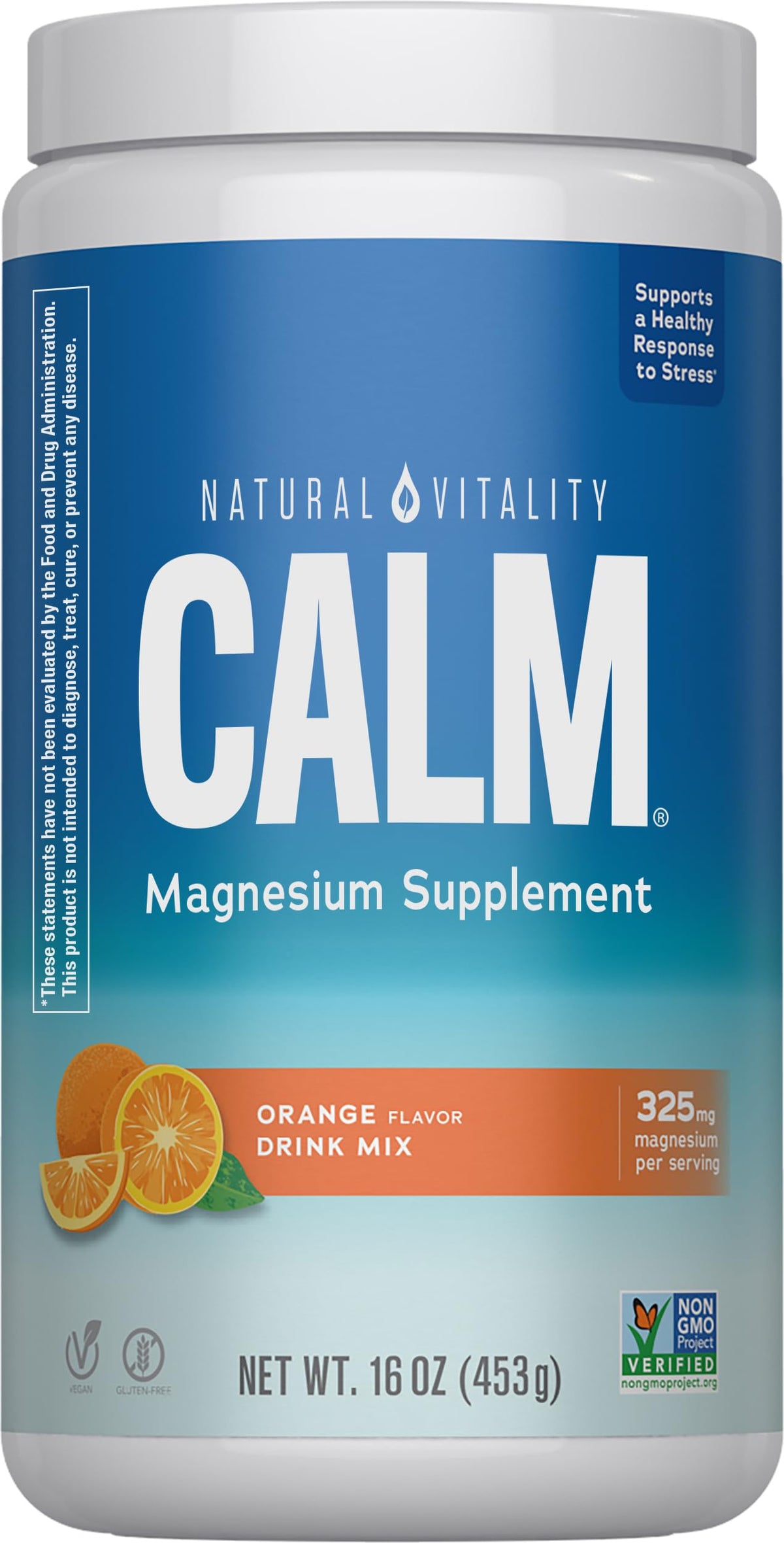 Natural Vitality Calm, Magnesium Citrate Supplement, Anti-Stress Drink Mix Powder, Gluten Free, Vegan Natural Vitality