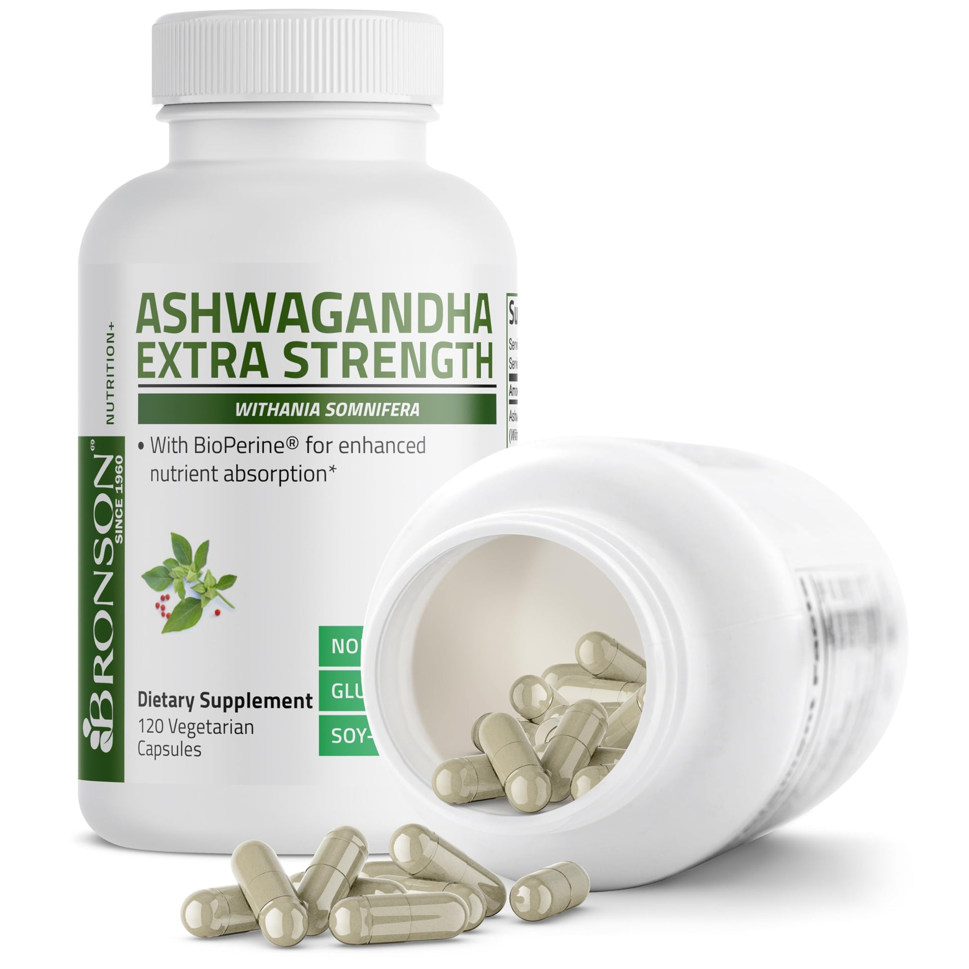 Bronson Ashwagandha Extra Strength Stress & Mood Support with BioPerine - Non GMO Formula, 120 Vegetarian Capsules Bronson buy australia supplements