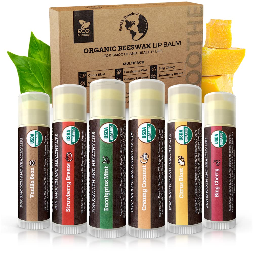 Earth's Daughter Organic Lip Balm - Moisturizing 6-Pack Earth's Daughter