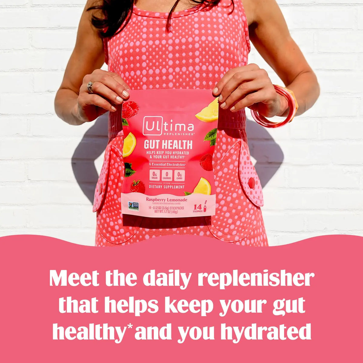 Ultima Replenisher Gut Health Supplement and Electrolytes Powder - Raspberry Lemonade, 14 Stickpacks Ultima Replenisher