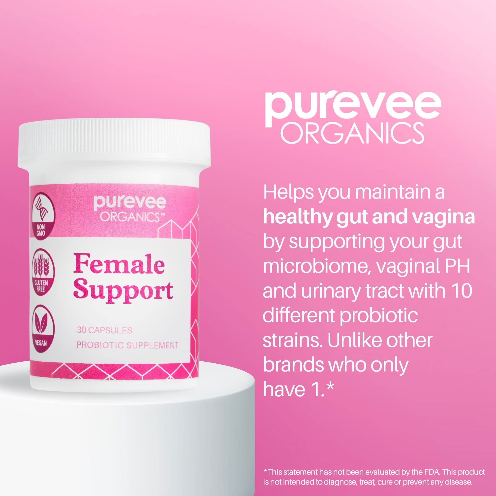 Purevee Organics Vaginal Probiotics for Women, 10 Essential Probiotic Strains, Vaginal + pH Balance Purevee Organics buy australia supplements