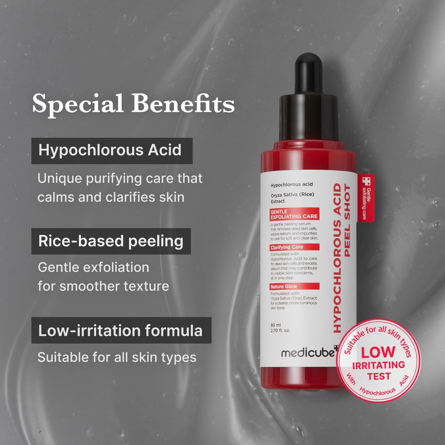 medicube Peel Shot with Hypochlorous Acid | Gentle Exfoliating Serum for Dead Skin Cells & Pores, Blackheads & Excess Sebum Control medicube