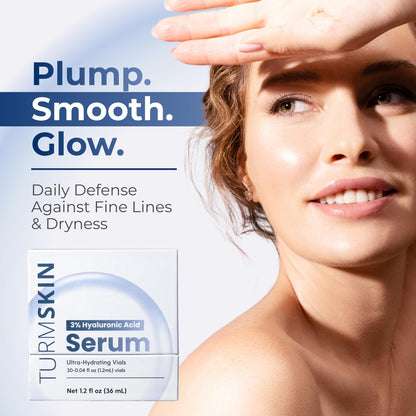 TURMSKIN® Hyaluronic Acid Serum Ampoules [ULTRA HYDRATING VIALS] - 3% Hyaluron Booster for Glass Skin & Anti Aging - 24 Hours Hydration Turmskin