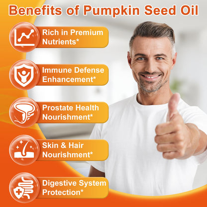 Pumpkin Seed Oil with Saw Palmetto, 3500mg Max Strength per Serving, 150 Softgels, Cold-Pressed with Essential Fatty Acids & Phytosterols, Supports Immune Nature's live