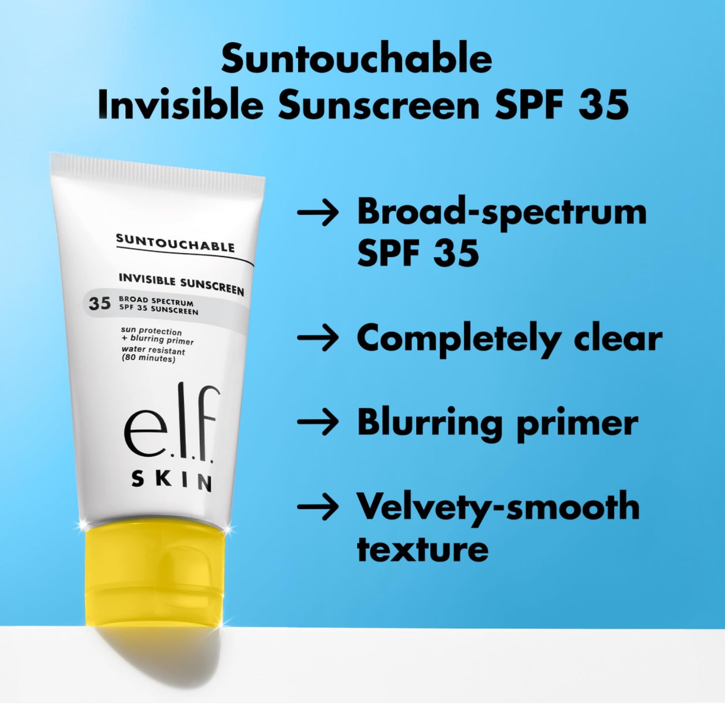 e.l.f. SKIN Suntouchable Invisible SPF 35, Lightweight, Gel-based Sunscreen For A Smooth Complexion, Doubles As A Makeup Primer e.l.f.