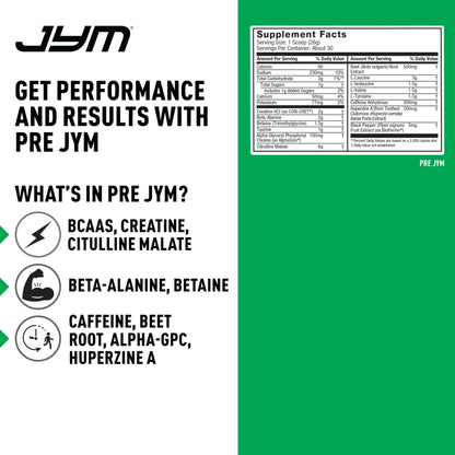 JYM Supplement Science Pre JYM Pineapple Strawberry Pre Workout Powder for Men & Women, BCAAs, Nootropics, Creatine HCI, Citrulline, Beta-Alanin JYM Supplement Science
