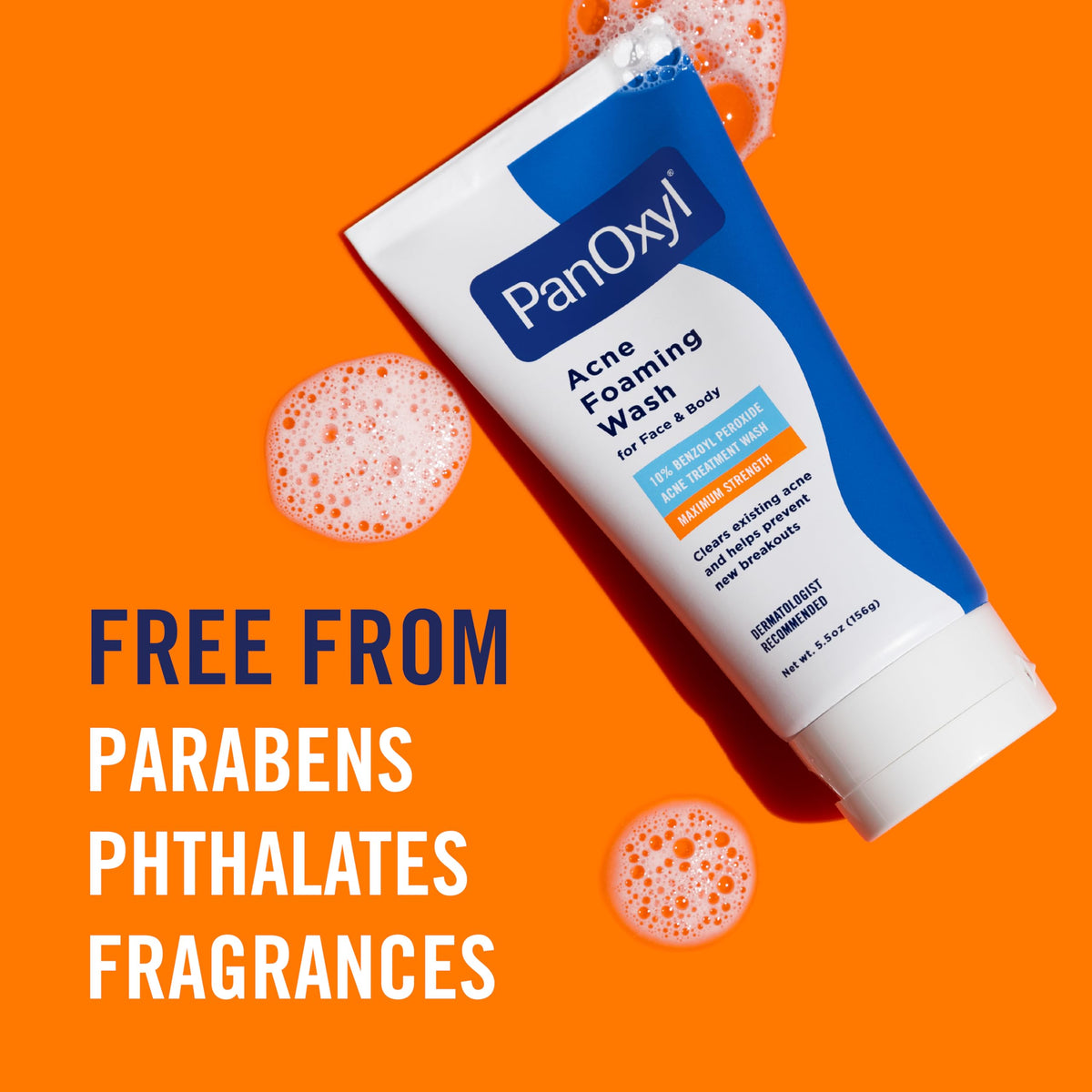 PanOxyl 10% Benzoyl Peroxide Acne Foaming Wash, Maximum Strength, Daily Acne-Fighting Face and Body Cleanser, Face Wash to Clear, Treat and Prevent Acne Pimples and Stubborn Breakouts, 5.5 Oz Tube PanOxyl