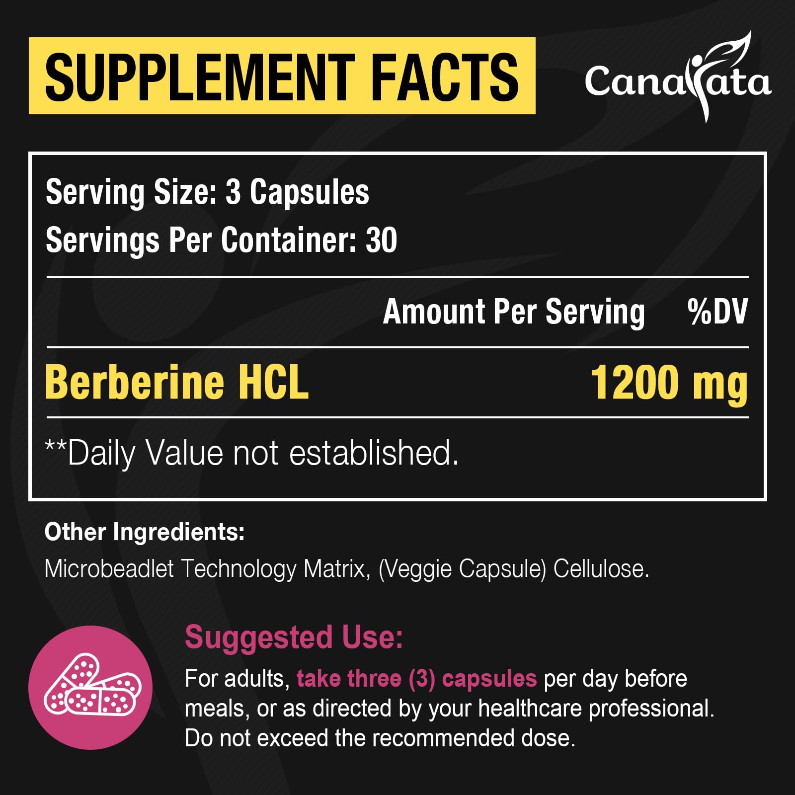 Berberine Supplement 1200mg Berberine HCL - High Bioavailability Microbeadlet Canarata buy australia supplements