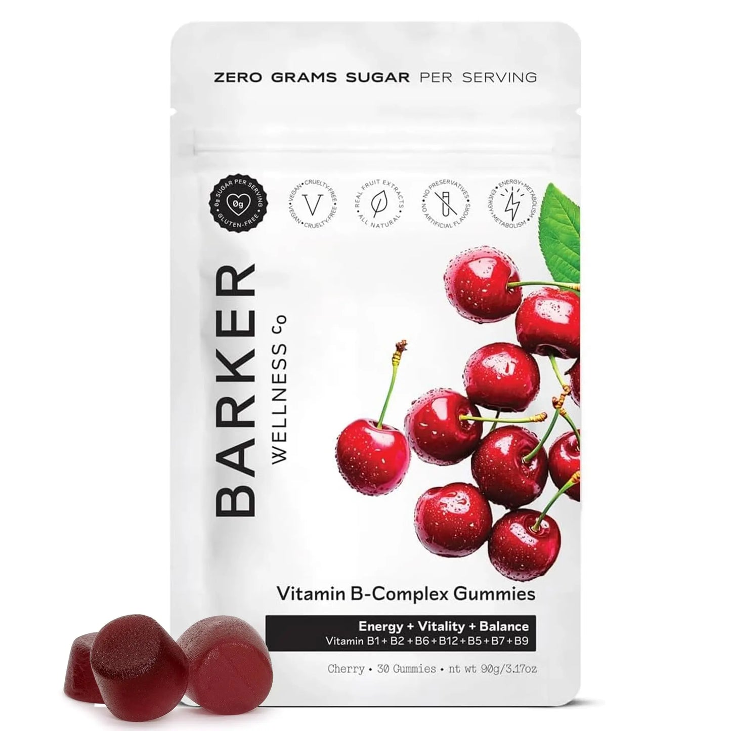 Barker Wellness Vegan B-Complex Gummies – Comprehensive Energy & Metabolism Boost with B1, B5, B6, B7 Biotin, B9 Folate, B12 Barker Wellness Co
