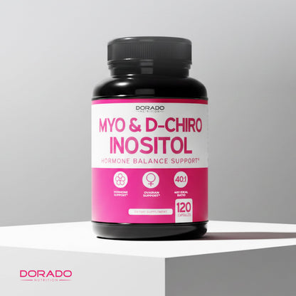 Myo-Inositol & D-Chiro Inositol Supplement For Women (120 Capsules, 2050mg Per Serving Ideal 40:1 Ratio Myo Inositol) Hormone Balance for Women - Third Party Tested DORADO NUTRITION