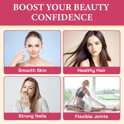 OHaboth Collagen Gummies for Women, Hydrolyzed Collagen Peptides Type I, II, III, V, X, 0 Sugar - Collagen Gummies for Skin, Wrinkles, Hair, Nails OHaboth