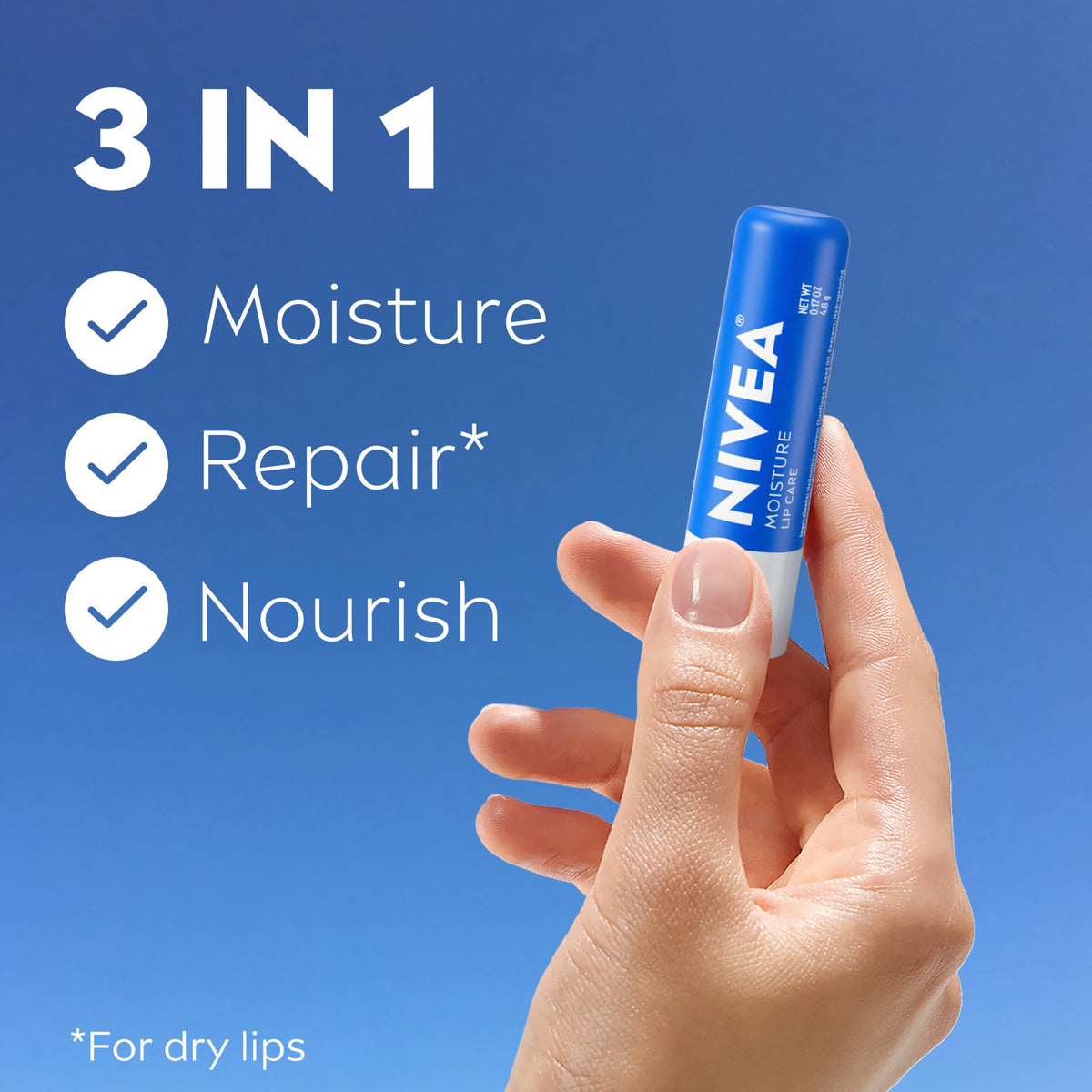 NIVEA Moisture Lip Care, Hydrating Lip Balms with Shea Butter, 4 x 0.17 OZ NIVEA