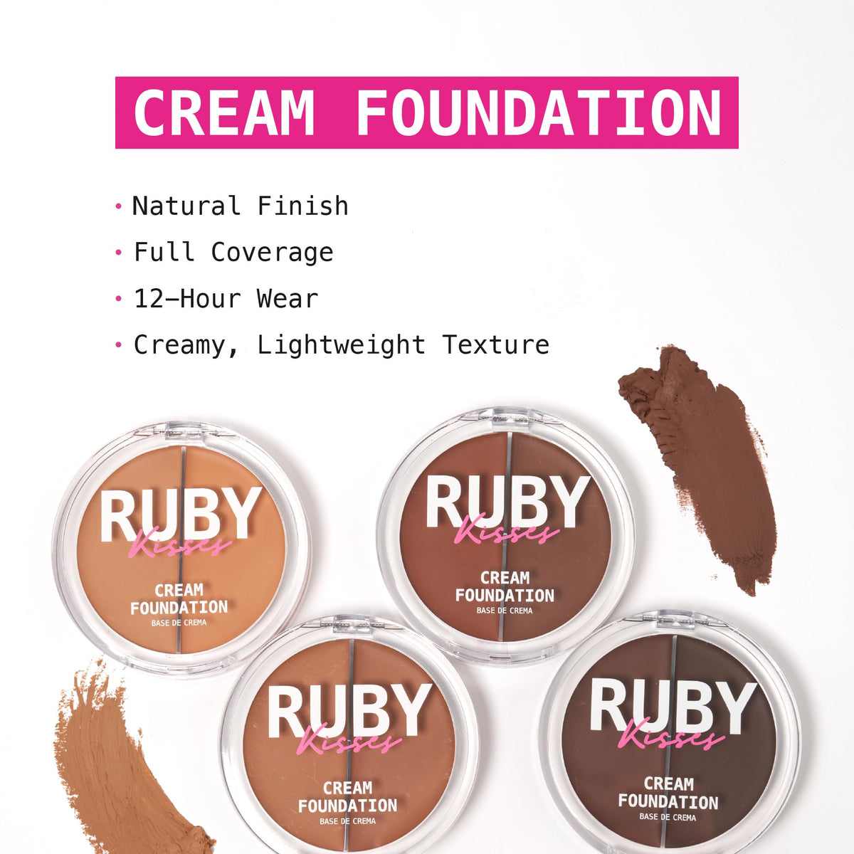 Ruby Kisses 3D Face Creator Cream Foundation & Concealer, 12 Hours Long Lasting, Medium to Full Coverage, Non-Greasy, Ideal for Makeup & Contour Palette (Level 15) Ruby Kisses