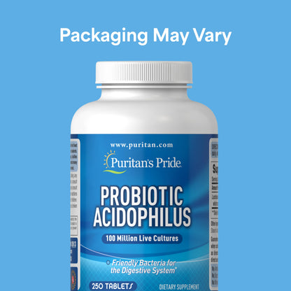 Puritan's Pride Daily Probiotic Acidophilus, 100 Million Live Cultures, Dietary Supplement for Digestive, Gut, and Immune Health, Soy, Sodium, Puritan's Pride