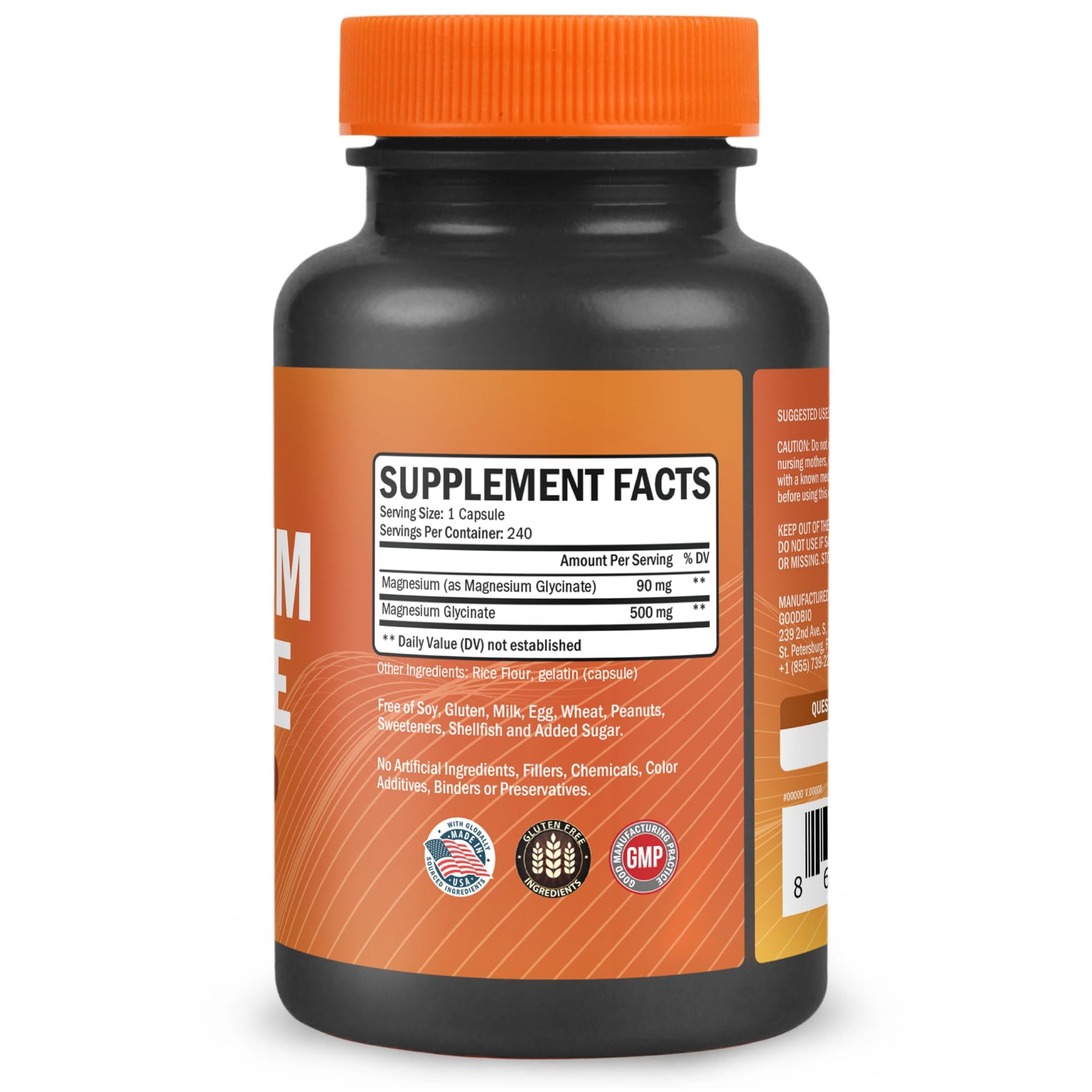 Magnesium Glycinate - High Absorption Magnesium Supplement 500mg Per Serving for Stress Relief, Sleep, Heart and Bone Health, Nerve Support - Non-GMO, Gluten-Free, Gentle on Stomach, 240 Capsules GOODBIO buy australia supplements