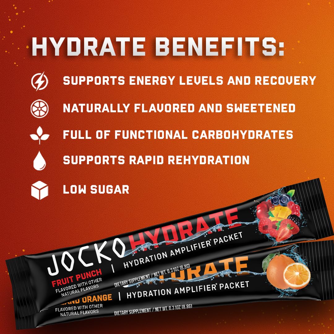 Jocko Fuel Hydrate Electrolytes Powder Packets Low Sugar - Hydration Amplifier Packets for Recovery, Dehydration, & Exercise - with Vitamins B6, B12 & C Jocko Fuel buy australia supplements