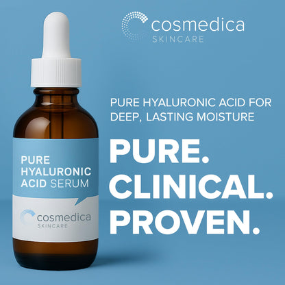 Hyaluronic Acid Serum for Skin 100% Pure Anti Aging Intense Hydration Moisture Non greasy Paraben free, Wrinkle Reducing and Brightening Serum (Pro Formula) 2oz Cosmedica Skincare