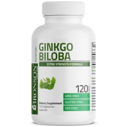 Bronson Ginkgo Biloba Extra Strength Supports Brain Function & Memory Support, 120 Vegetarian Capsules Bronson