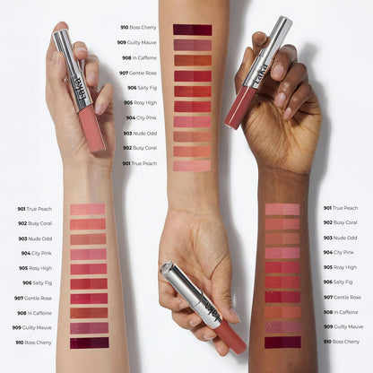 Laka Perfect Twin Lip - Dual-Ended Matte Liquid Lipstick & Clear Gloss | Transfer Proof Color | High Pigmented Lightweight Non-Sticky | Korean Makeup | #908 In Caffeine (Warm Taupe Brown), 0.31oz Laka