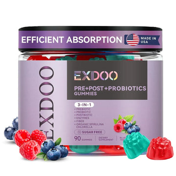 exdoo 3-in-1 Probiotic Gummies Prebiotic+Probiotic+Postbiotic with Organic Spirulina Chlorella Immune Gut & Digestive Support 90 Count exdoo buy australia supplements