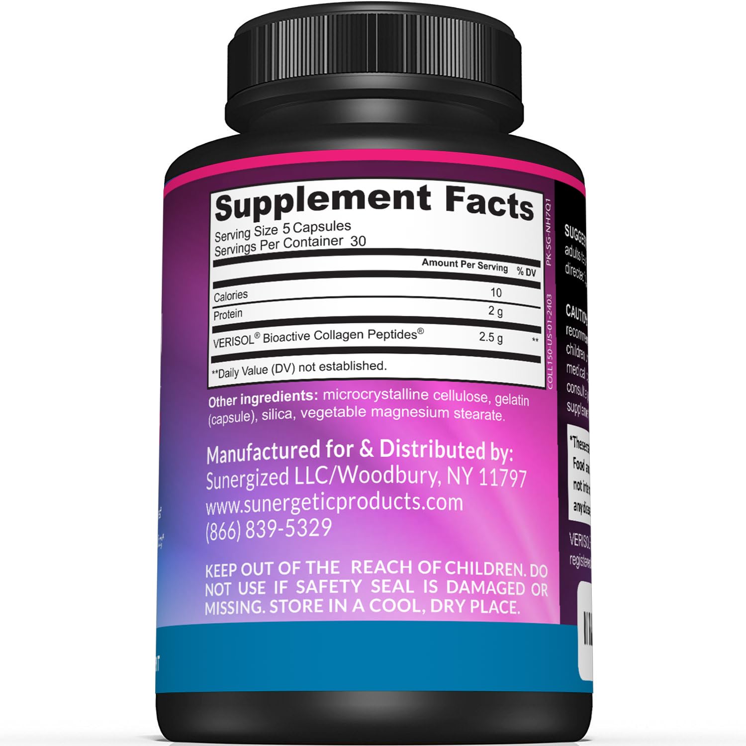 Sunergetic Premium Collagen Peptides Capsules – 2500 mg of VERISOL Collagen Peptides Type 1 & Type 3 – Multi Collagen Supplement to Support Joint Health, Hair, Skin & Nails – 150 Collagen Capsules Sunergetic buy australia supplements