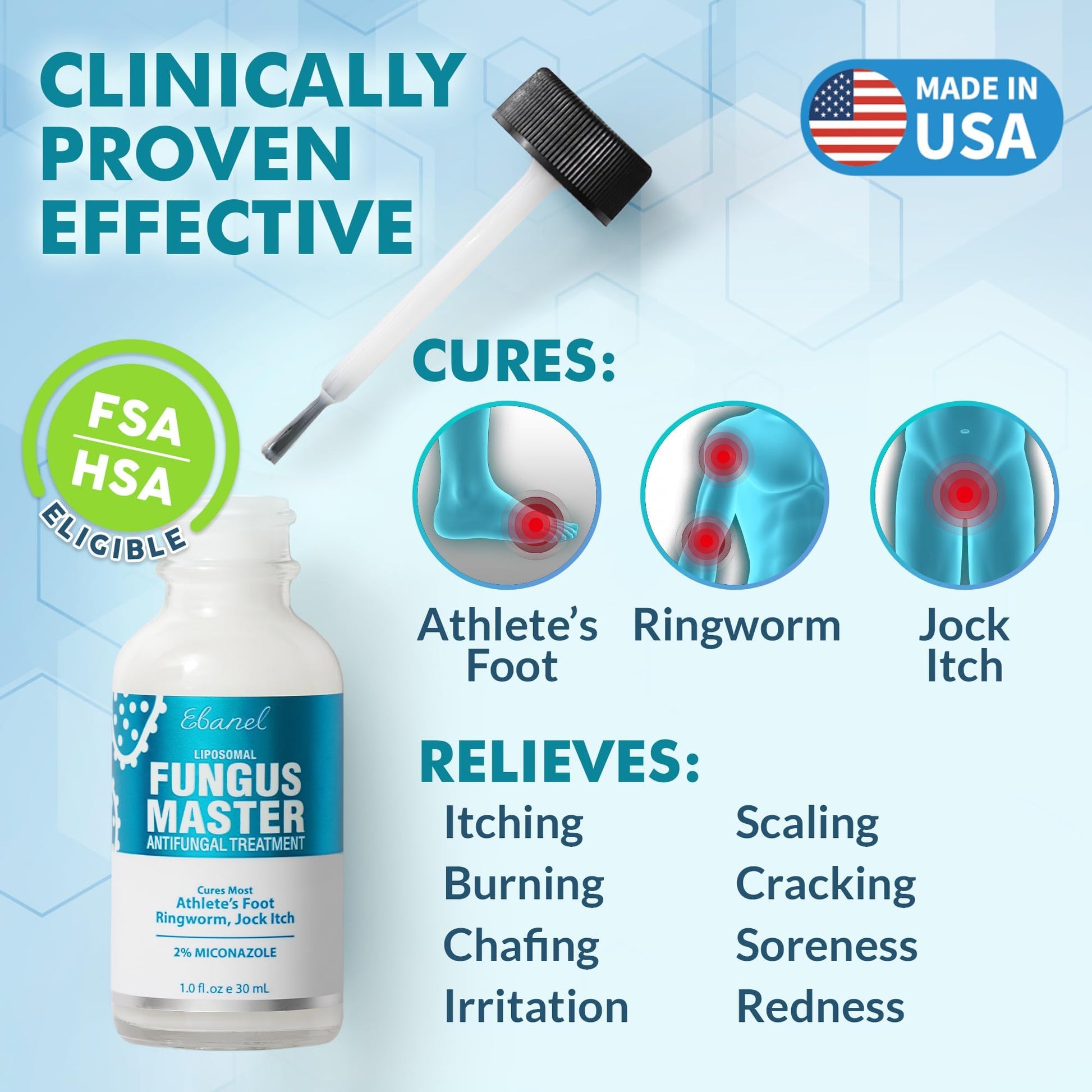 Ebanel Antifungal Cream Miconazole Athletes Foot Treatment, Cures Fungal Infection Leading to Nail Fungus, Jock Itch Cream with Undecylenic Acid, Tea Tree & Manuka Oil, Fast Itch Relief for Ringworm Ebanel buy australia supplements