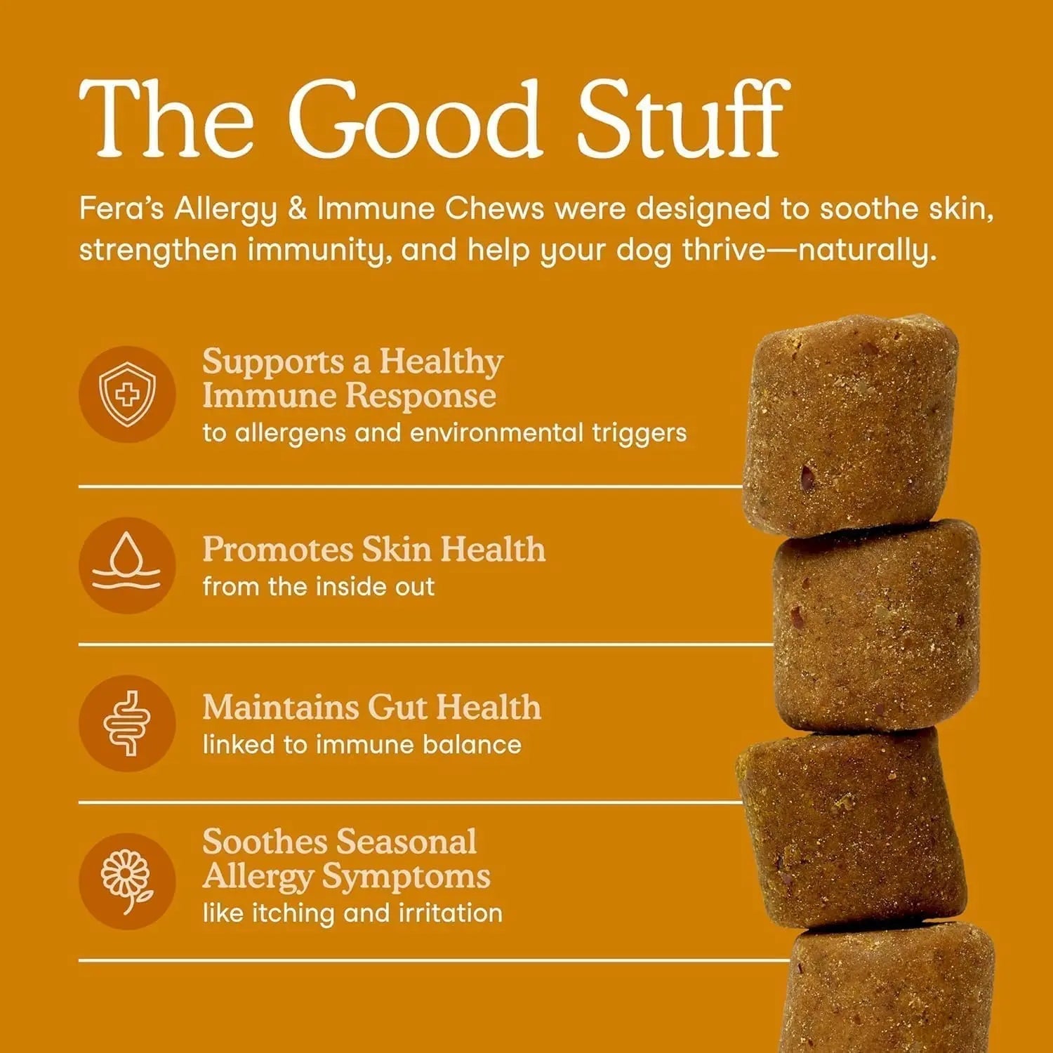 Fera Pets Dog Allergy and Immune Support with Organic Mushrooms, Postbiotics & Colostrum - Promotes Skin & Gut Health - Soothes Seasonal Allergy Symptoms - 30 Soft Chews Fera Pets buy australia supplements