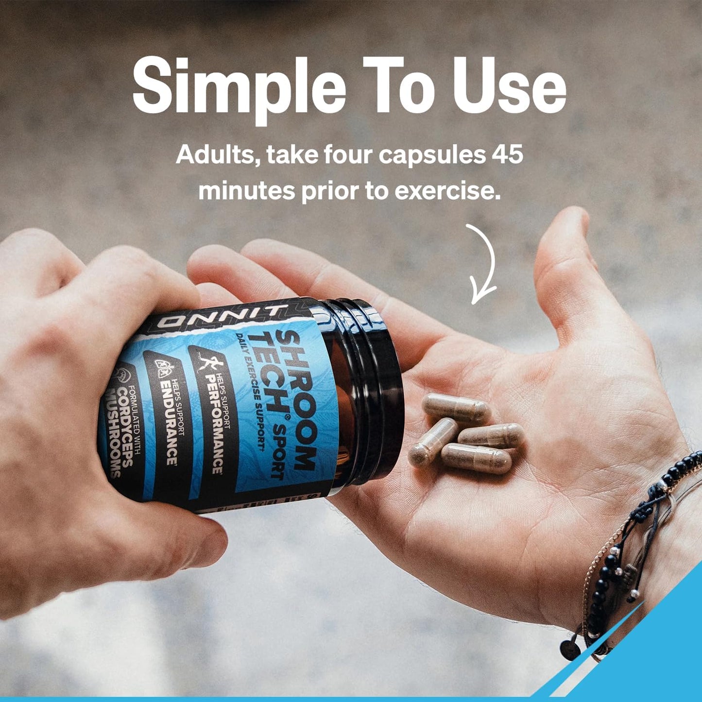 ONNIT Shroom Tech Sport Daily Exercise Support Capsules, Pre Workout Supplement with Cordyceps Mushrooms, Caffeine-Free Dietary Supplement for Daily Energy Support, 28 Count