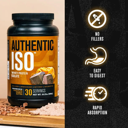 Jacked Factory Authentic ISO Grass Fed Whey Protein Isolate Powder - Low Carb, Non-GMO Muscle Building Protein w/No Fillers, Post Workout Recovery, Chocolate Peanut Butter - 25 Servings Jacked Factory