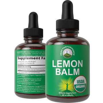 USDA Organic Lemon Balm Tincture. Liquid Organic Lemon Balm Oil Drops Supplement for Relaxation, Calm, Digestion. Vegan Leaf Extract. Zero Sugar, Gluten Free Supplements for Women and Men Peak Performance buy australia supplements