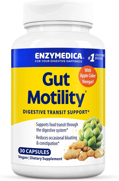 Enzymedica Gut Motility Supplement for Men & Women - Apple Cider Vinegar Capsules with Artichoke & Ginger Extract, Digestive Health Support for Adults, Reduces Occasional Bloating & Gas - 30 Caps | Artichoke, Ginger Gsupps Australia