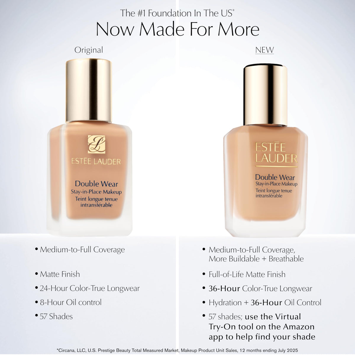 Estée Lauder Double Wear Stay-in-Place Foundation Makeup | 36-Hour Long-Wear Oil-Free Liquid Matte Foundation | Hydrating, Breathable, Buildable | New Formula, 1 Fl Oz, 1W1 Bone Estée Lauder