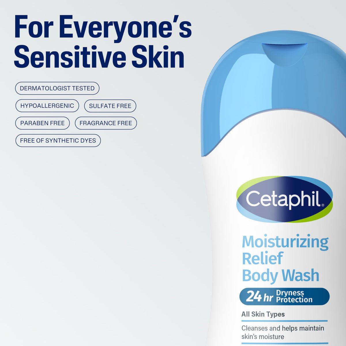 Cetaphil Moisturizing Body Wash, Sensitive Skin, Fragrance Free, 16.9oz Cetaphil