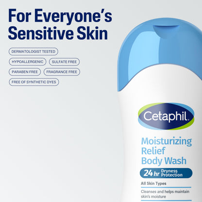 Cetaphil Moisturizing Body Wash, Sensitive Skin, Fragrance Free, 16.9oz Cetaphil