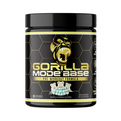 Gorilla Mode Base Pre Workout - Raises Nitric Oxide · Intense Focus & Drive · Endurance · Power - L-Citrulline, L-Tyrosine, Betaine, Alpha-GPC, Caffeine, Huperzine A - 234g (Mouthwatering Watermelon)