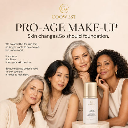 COOWEST Color Changing Foundation for Mature Skin, 4-in-1 Light to Medium Shade-Adapting Skin Tint, Lightweight Hydrating Coverage Liquid Foundation Makeup, Smooth & Blur Finish, 30ml (Medium) Coowest