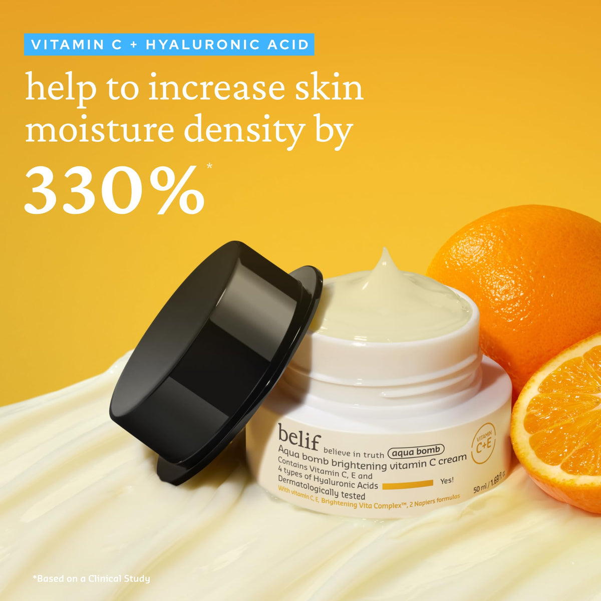 belif Aqua Bomb Vitamin C Face Cream Moisturizer, Infused with Hyaluronic Acid, Vitamin C & Vitamin E, Intense Hydration, For All Skin Types, Korean Skin Care belif