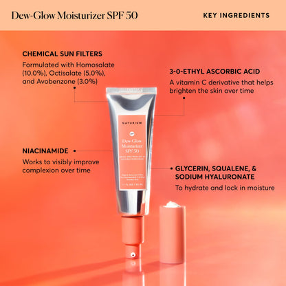 Naturium Dew-Glow Moisturizer SPF 50 PA++++, Daily Moisturizing Sunscreen & Face Primer, Skin Protector with Dewy Finish, 1.7 oz Naturium