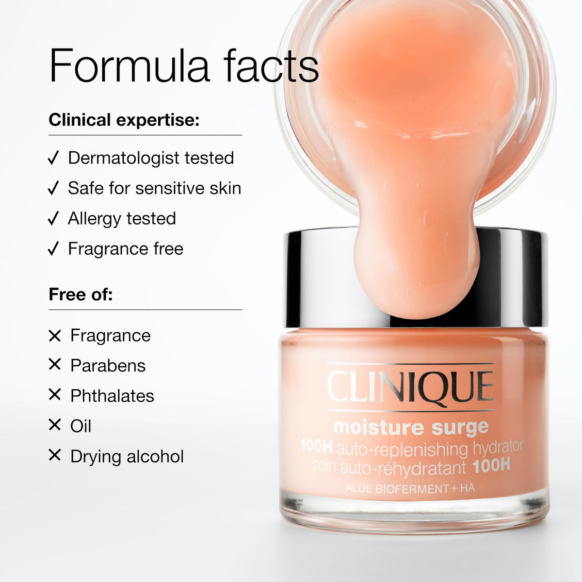 Clinique Moisture Surge 100H Auto-Replenishing Hydrator Oil Free Face Moisturizer | With Hyaluronic Acid, Aloe Bioferment and Vitamins C + E | For All Skin Types | Hydrating + Moisturizing, 4.2 Fl Oz Clinique