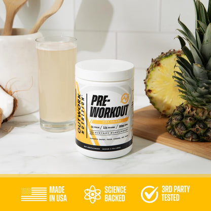 Outwork Nutrition Preworkout for Men & Women - Nootropic Pre Workout Without Creatine, Pre-Workout Powder with Taurine Rhodiola Citrulline Malate Beta Alanine Caffeine (Tropical Candy)