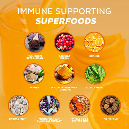Organifi Immunity - Organic Superfood Immunity Support - 15 Single Serve Packets - Immunity Powder for T Cell Production and Upper Respiratory Health - Mushroom Beta Glucans, Vitamin C, D and Zinc Gsupps Australia
