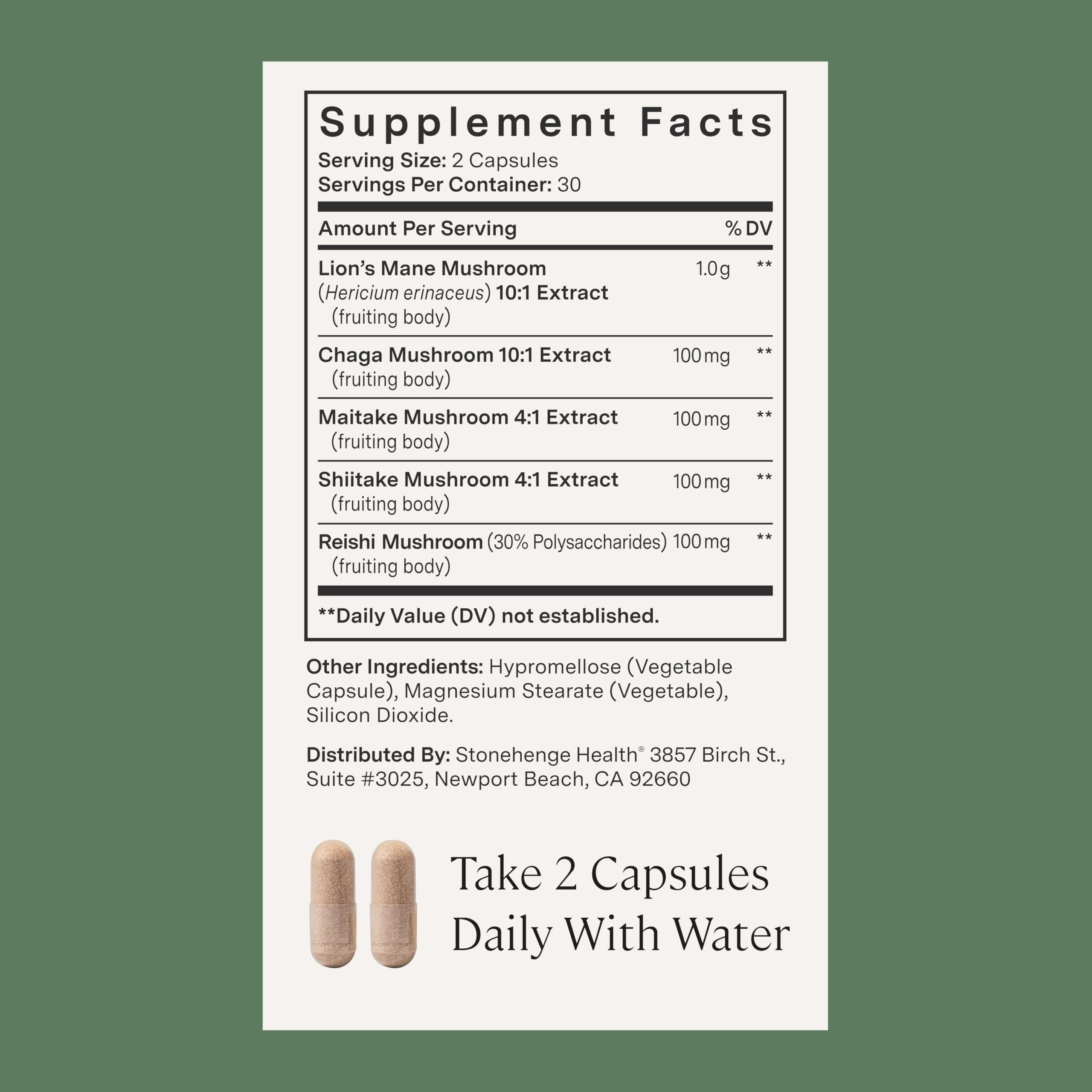 Stonehenge Health Dynamic Mushrooms 1,400 mg – 5 Mushroom Complex (Lion’s Mane, Reishi, Chaga, Maitake, Shiitake) – 100% Fruiting Bodies, Nootropic – Brain, Memory, Focus & Immune Support – 60 Caps Stonehenge Health buy australia supplements