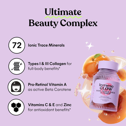 Lemme Glow Collagen Gummies for Strong Nails & Healthy Skin, 30-Day Supply Lemme