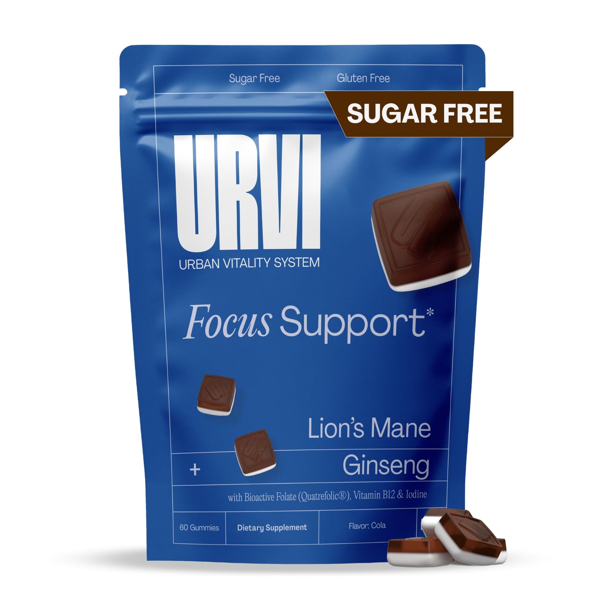 URVI 1500mg Lion's Mane Gummies with Ginseng, Folate 5-MTHF, B12 & Iodine – Focus Nootropic Brain Supplement Boosts Memory, Focus & Energy – Sugar-Free – Cola Flavor – 60 Count URVI buy australia supplements