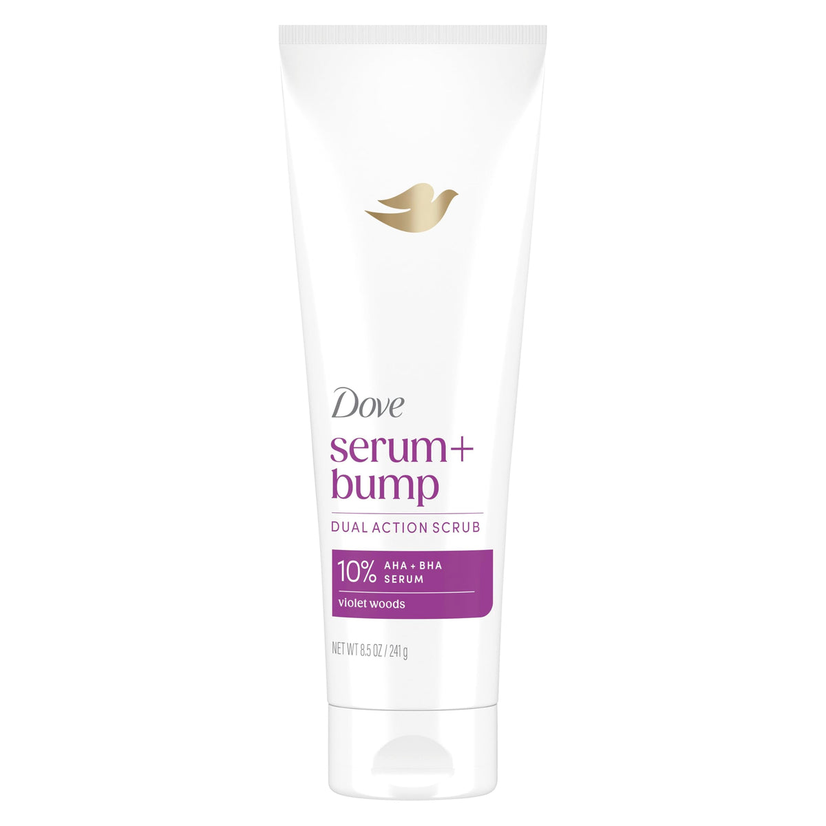 Dove KP Bump Body Scrub with 10% AHA & BHA For Rough Bumpy Skin, Violet Woods Scent, 8.5 OZ Dove